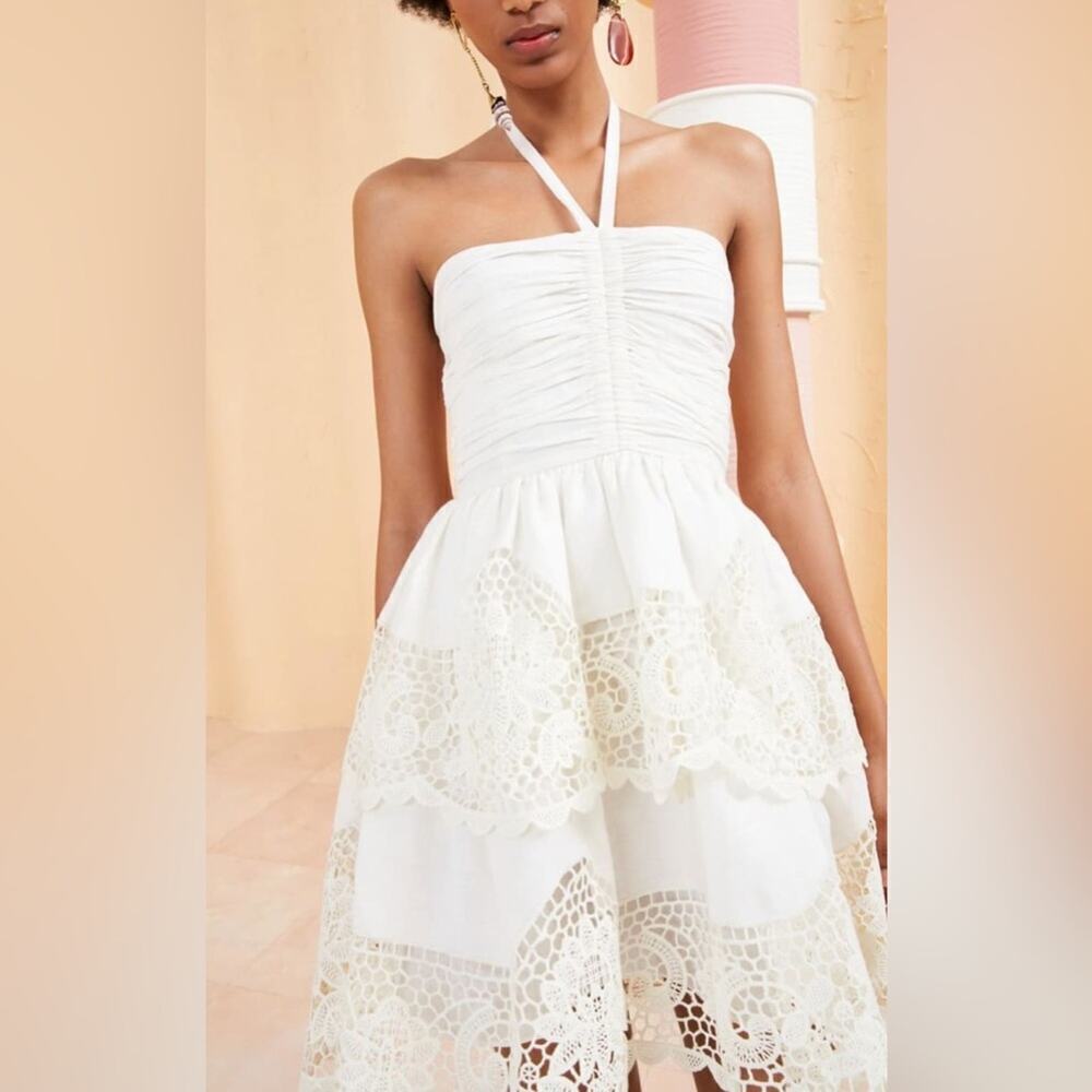 Ulla Johnson White Cotton Savannah Ruffled Lace Minidress 10 NWOT - Picture 3 of 11